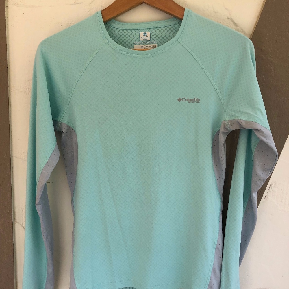 Columbia PFG Light Blue/ Grey Long Sleeve
